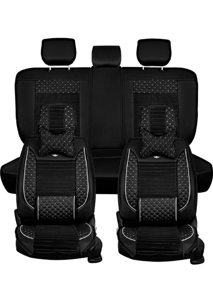 Hyundai Kona Uyumlu Lüks Deri Oto Koltuk Kılıfı Ön Arka Takım Set Dalyan Serisi Siyah Beyaz fiyatları
