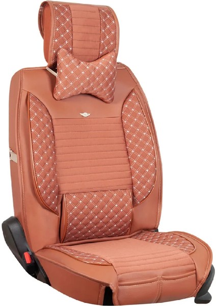 fiat Stilo Uyumlu Lüks Deri Oto Koltuk Kılıfı Ön Arka Takım Set Datça Serisi Tarçın