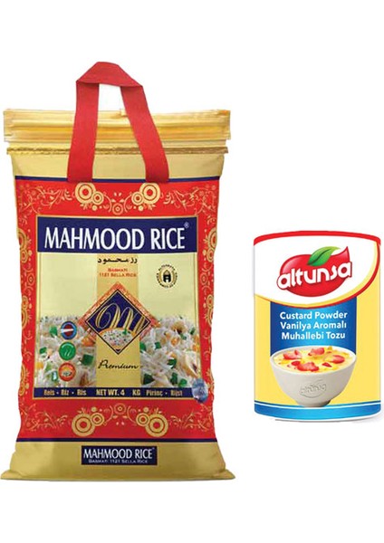 Mahmood Rice Basmati Pirinç 4 kg + Altunsa Custard Powder Vanılya Aromalı "muhallebı Tozu" 250 gr