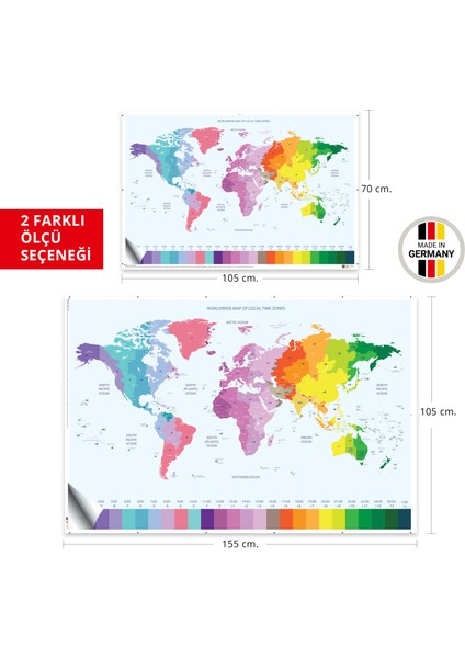 Saat Dilimleri Dünya Haritası Duvar Sticker, Dünya Saatleri Haritası, Oteller Için Dünya Haritası