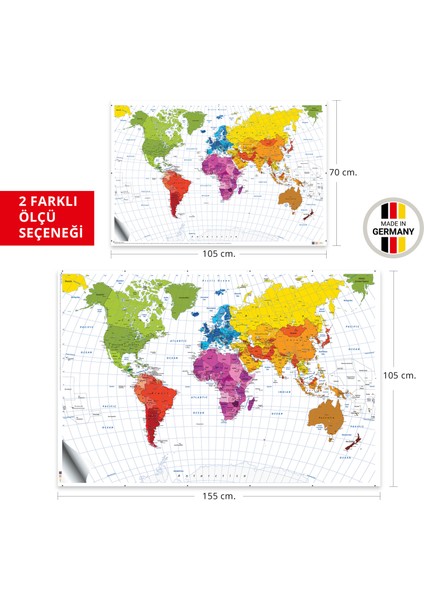 Fiziki Dünya Haritası Duvar Stickerı, Eğitim Kurumları Için Dünya Haritası, Işyeri Için Harita