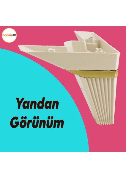 Alcazar Köşe 6'lı Set Mobilya Tv Ünitesi Çekyat Koltuk Kanepe Destek Ayağı 12 cm Krem M8 Civatalı