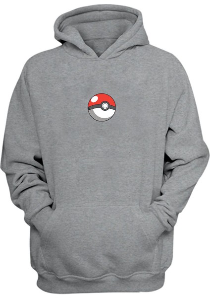 Unisex Pokemon Topu Gri Normal Kalıp Sweatshirt