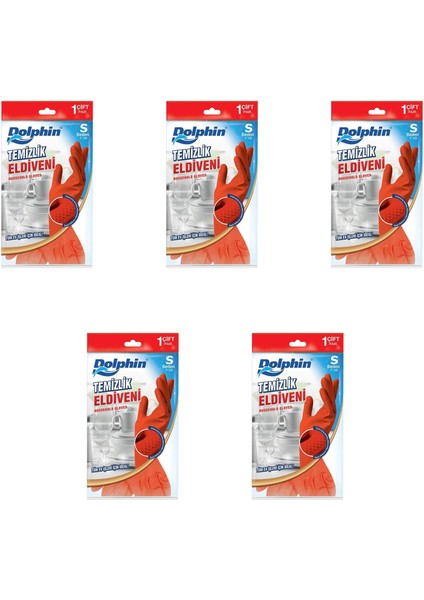 Lateks Bulaşık Temizlik Eldiveni - Kırmızı - Small Boy ( Küçük ) - 7-7,5 - 5 Paket