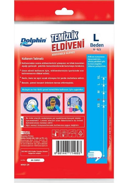 Lateks Bulaşık Temizlik Eldiveni - Kırmızı - Large ( Büyük ) - 9-9,5 - 5 Paket modelleri