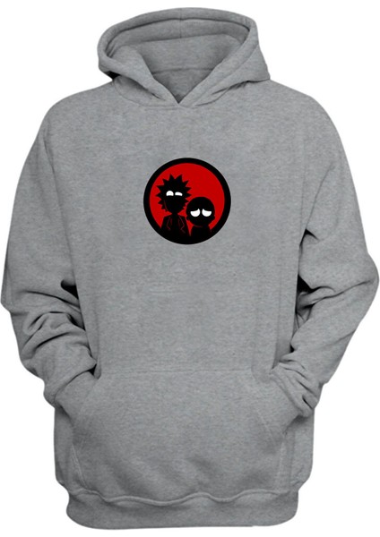 Unisex Rick ve Morty Illustratrion Kırmızı Gri Normal Kalıp Sweatshirt