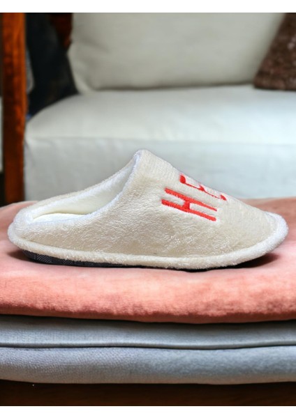 Kadın Krem Pofuduk Hello Figürlü Tüylü Sessiz Taban Lüx Kışlık Ev Misafir Terliği modelleri