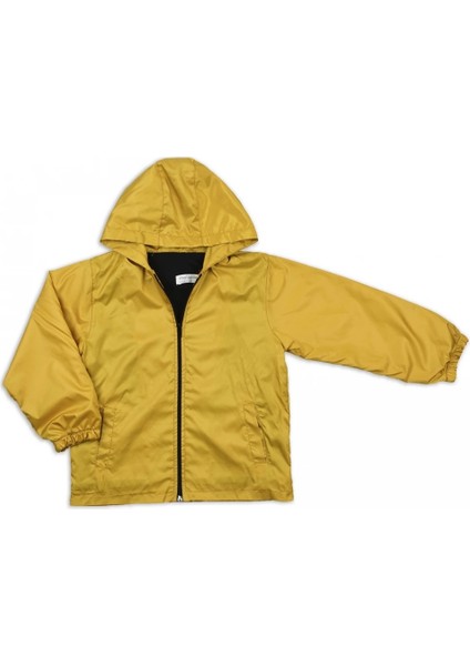 Çocuk Parlak Hardal Renk Mevsimlik Pamuklu Kumaş Astarlı Kapüşonlu Yağmurluk fiyatları