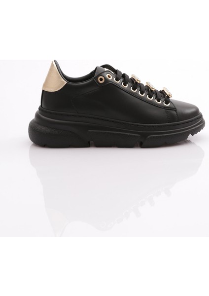ES864 Kadin Kalin Kristal Taşli Sneakers Ayakkabi