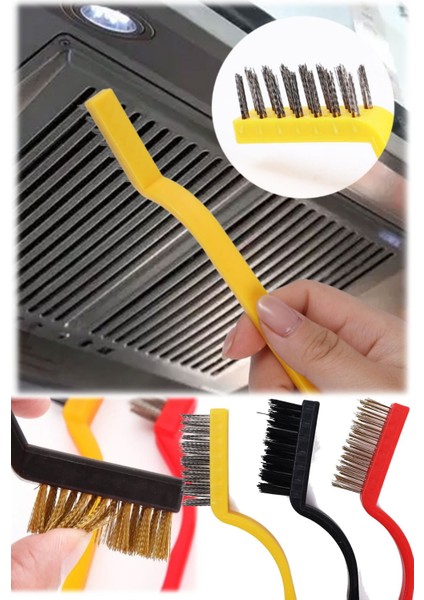 3lü Mini Detay Temizleme Fırçası Banyo Mutfak Ocak Kir Pas Fırçası 3lü