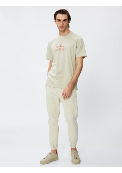 Uzakdoğu Baskılı Tişört Bisiklet Yaka Kısa Kollu Pamuklu fiyatları