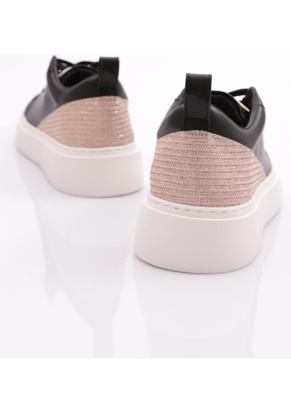 ES851 Kadin Kalin Taban Halhal Detayli Silver Taşli Sneakers Ayakkabi modelleri