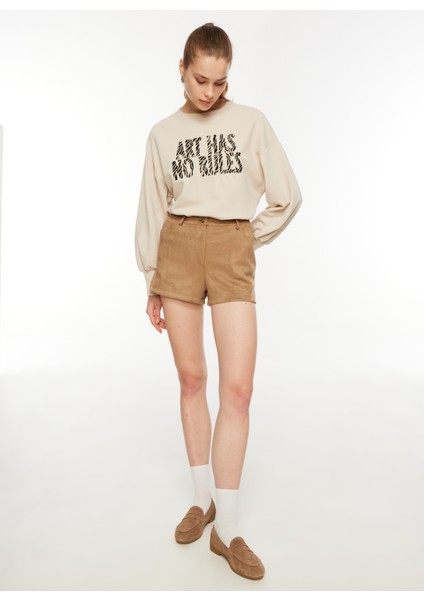 Normal Bel Normal Bakır Kadın Şort Onlscootıe Faux Suede Shorts Otw
