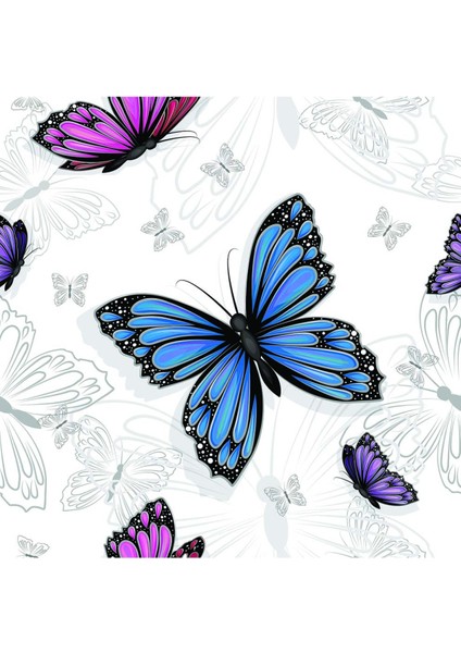 Mutfak Odası Mavi Ve Mor Kelebekler Baskılı Zebra Perde fiyatları