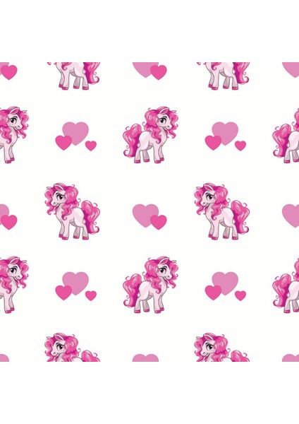 Çocuk Odası Renkli Pony Unicorn Baskılı Zebra Perde