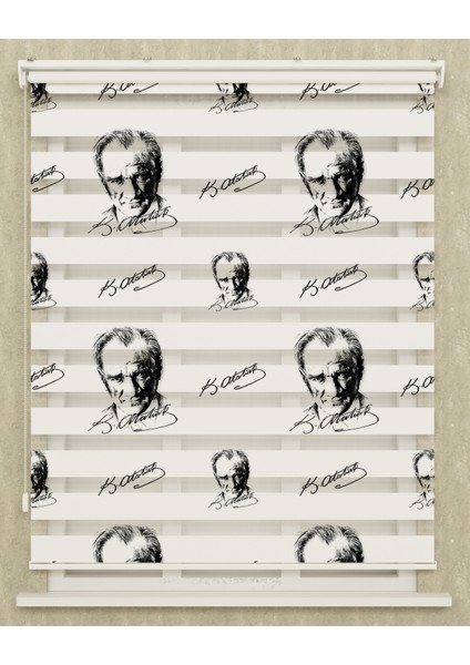 Genç Odası Mustafa Kemal Atatürk Baskılı Zebra Perde