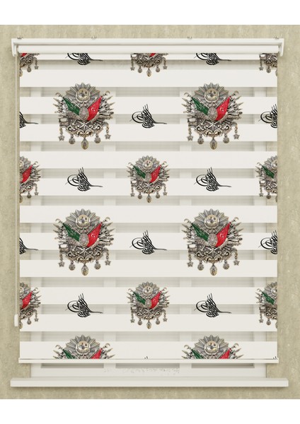 Genç Odası Osmanlı Tuğrası Baskılı Zebra Perde