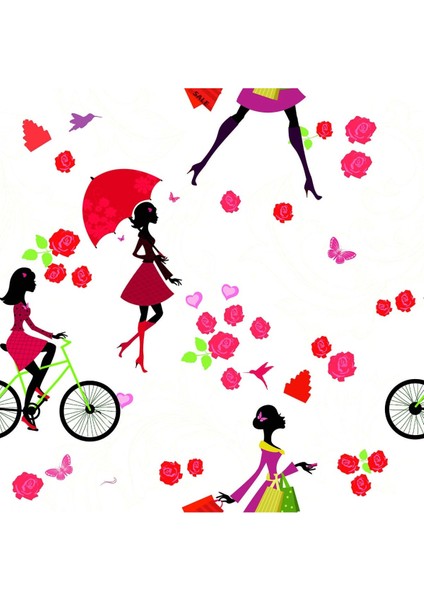 Çocuk Odası Şemsiyeli - Bisikletli Balerin Kızlar Baskılı Zebra Perde fiyatları