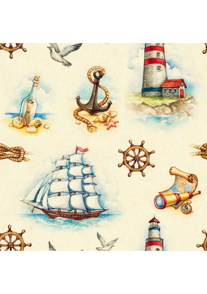 Çocuk Odası Denizci Dümeni Ve Çapa Baskılı Zebra Perde fiyatları