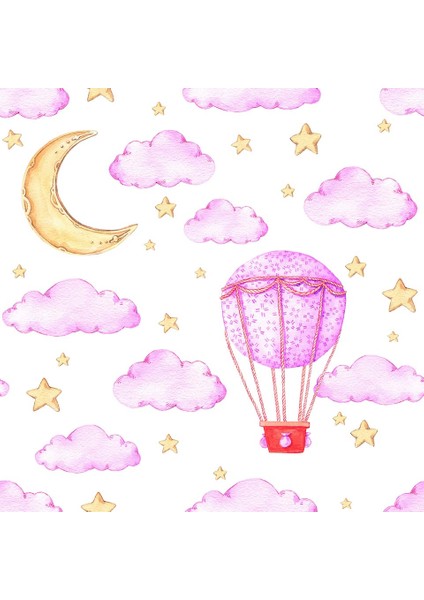 Çocuk Odası Pembe Bulut Ve Yıldızlar Baskılı Zebra Perde fiyatları