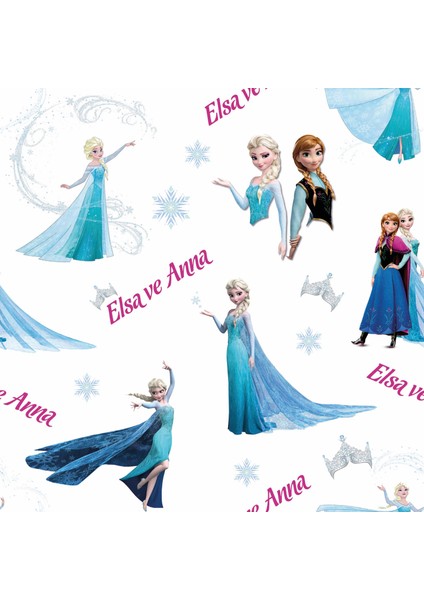 Çocuk Odası Elsa Ve Anna Baskılı Zebra Perde