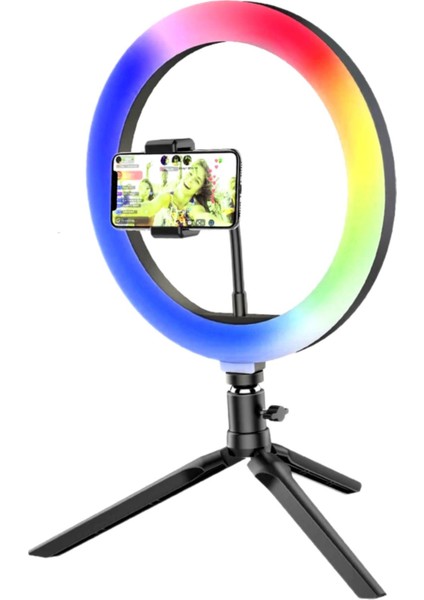 10 Inch Rgb Ring Light Tripod 26 cm