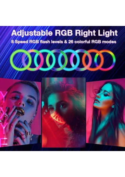 10 Inch Rgb Ring Light Tripod 26 cm