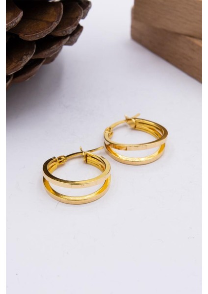 22 Ayar Altın Halka Küpe Çift Halka Model LKKP1175 fiyatları