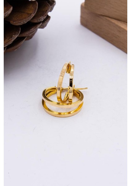 22 Ayar Altın Halka Küpe Çift Halka Model LKKP1175 modelleri
