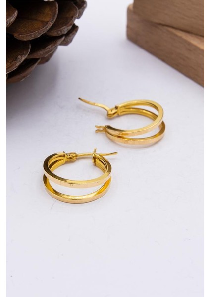 22 Ayar Altın Halka Küpe Çift Halka Model LKKP1175 fırsatları