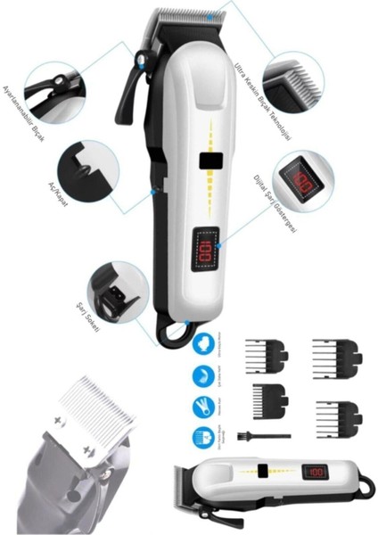 6018/6008 Ultra Güçlü Pet Series Şarjlı Kablosuz Kedi Köpek Traş Makinesi Evcil Hayvan Tüy Kesme
