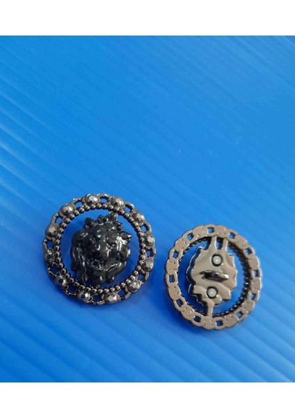 Kristal Taşlı Aslan Kafası Özel Tasarım Nikel 2,5 cm 2 Adet