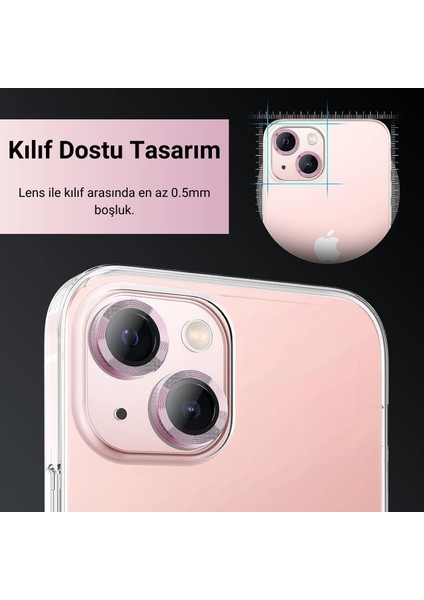 iPhone 15 Plus ve iPhone 15 Safir Kamera Lens Koruyucu Uygulama Aparatlı modelleri
