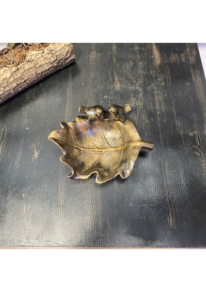 2 Kuşlu Oval Gold Tabak