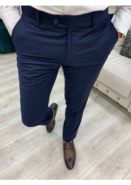 Erkek Kruvaze Takım Elbise Kırlangıç Yaka Italyan Kesim Slim Fit Ceket Pantolon