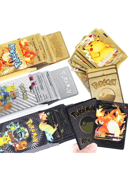 Pokemon Vmax Gold Black Silver Card Tcg Dx Gx Süper 3lü Set Esnek Pokemon Kartı 90 Adet Ingilizce