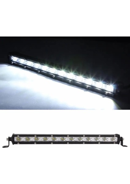 Beyaz LED Off Road Slim Sis Farı Çalışma Lambası 12 LED 10-30V 18W 34CM