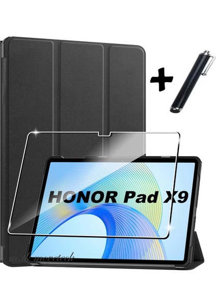 Honor Pad X9 11.5 Inç Tablet Kılıf Smart Akıllı Ince Pu Deri Kapaklı Kılıf + Ekran Koruyucu + Kalem 3in1 Zırh Set