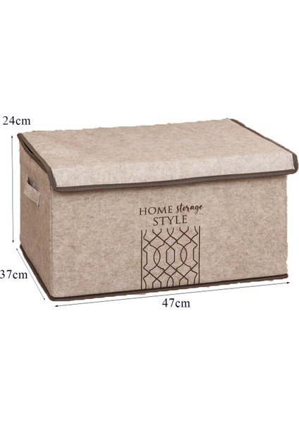 Keçe Kapaklı Çok Amaçlı Maxi Kutu Bej 47X37X24 cm fiyatları