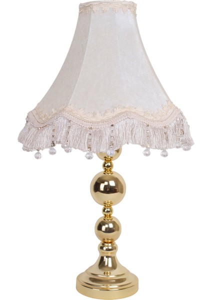 Ekru Kadife Kaplı Gold Kaplama Metal Ayak Vintage Abajur AB0729 fiyatları