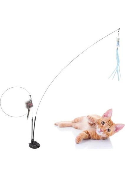 Vantuzlu Tüylü Zilli Olta Kedi Oyuncağı