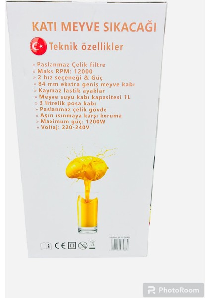 SYN-204D Dijital Göstergeli Katı Meyve Sıkacağı