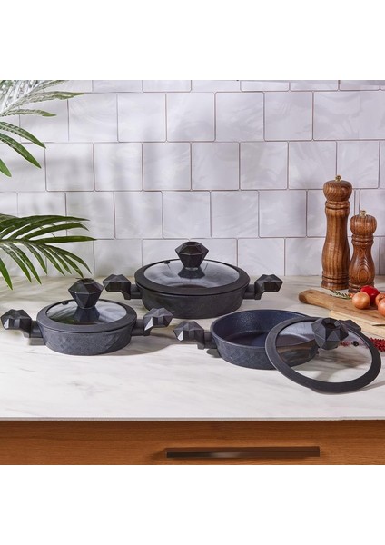 Biodiamond Elmas Kristal Indüksiyon Tabanlı 6 Parça Sahan Seti 10 Yıl Garanti fiyatları