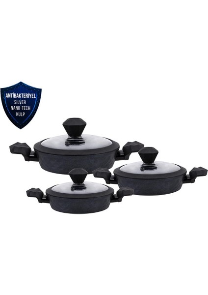 Biodiamond Elmas Kristal Indüksiyon Tabanlı 6 Parça Sahan Seti 10 Yıl Garanti indirimleri