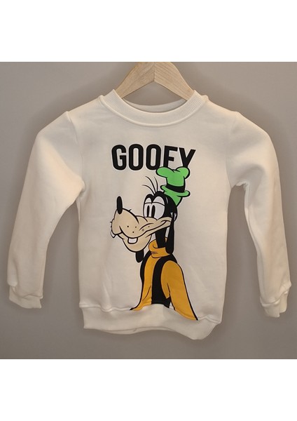 Goofy Baskılı Şardonlu Beyaz Yeşil Kışlık Erkek Çocuk Takım