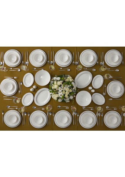 Monarch Silver 60 Parça 12 Kişilik Bone China Yemek Takımı