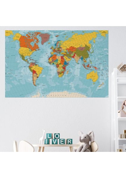 Dünya Haritası Duvar Sticker, Okul Haritaları, Ofis Dünya Haritası, Kendinden Yapışkanlı Harita modelleri