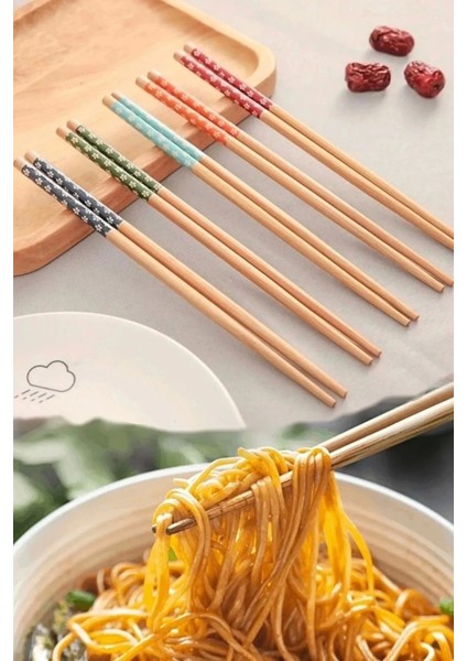 20 Çift Bambu Chopstick Desenli Yıkanabilir Kore Çin Yemek Çubuğu El Yapımı Doğal Ahşap Sushi Çubuk fiyatları