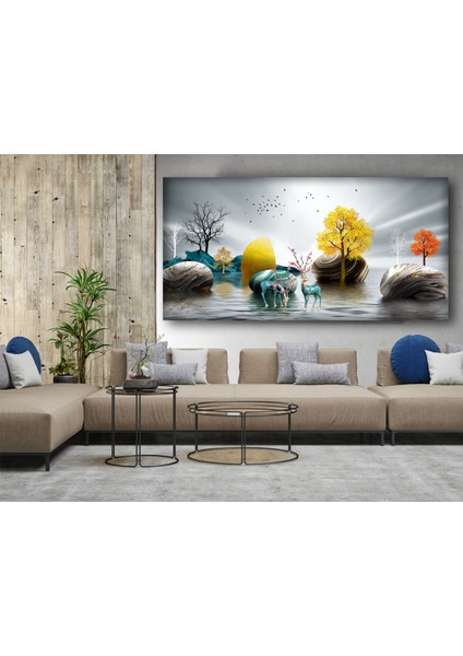 Geyik Antrasit Gri Modern Tablo