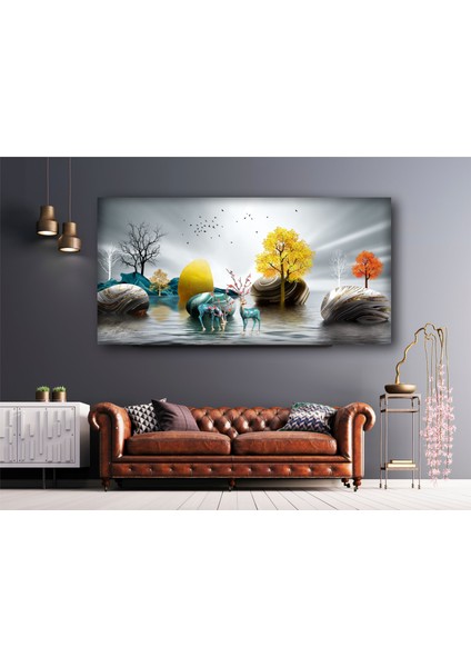Geyik Antrasit Gri Modern Tablo